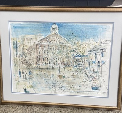 Alfred Birdsey Print Signed Numbered 417/650 Faneuil Hall Boston MA Framed