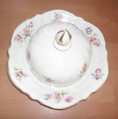 Ältere- Butterdose -  Rosenthal - rund -  Victoria- Blümchenmuster -