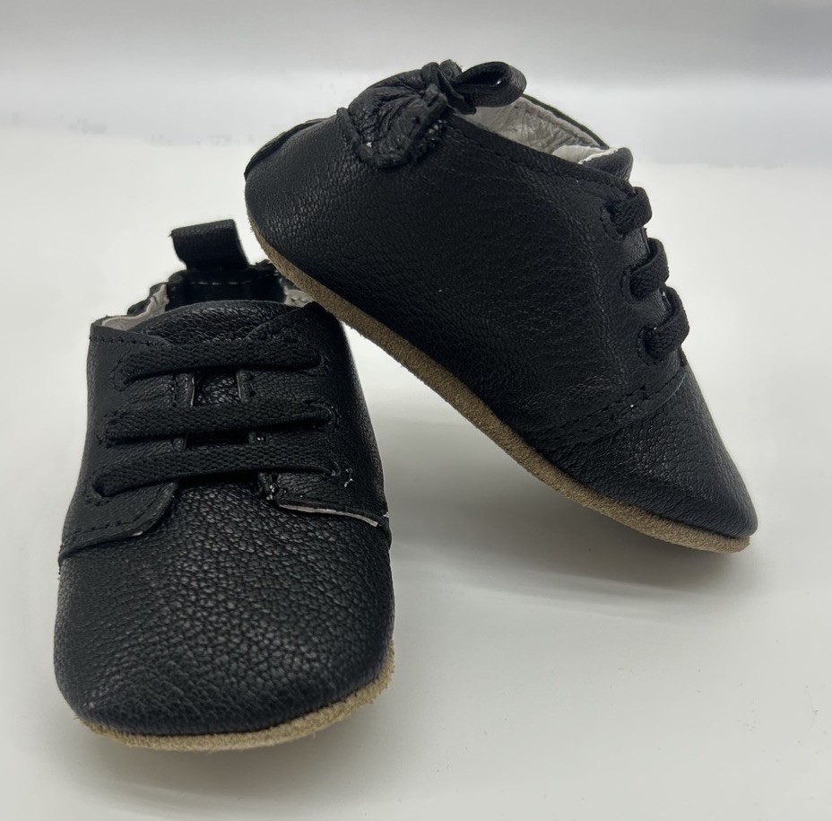 NEW IN BOX! ROBEEZ OWEN OXFORD BLACK 3-6 MONTHS SHOES