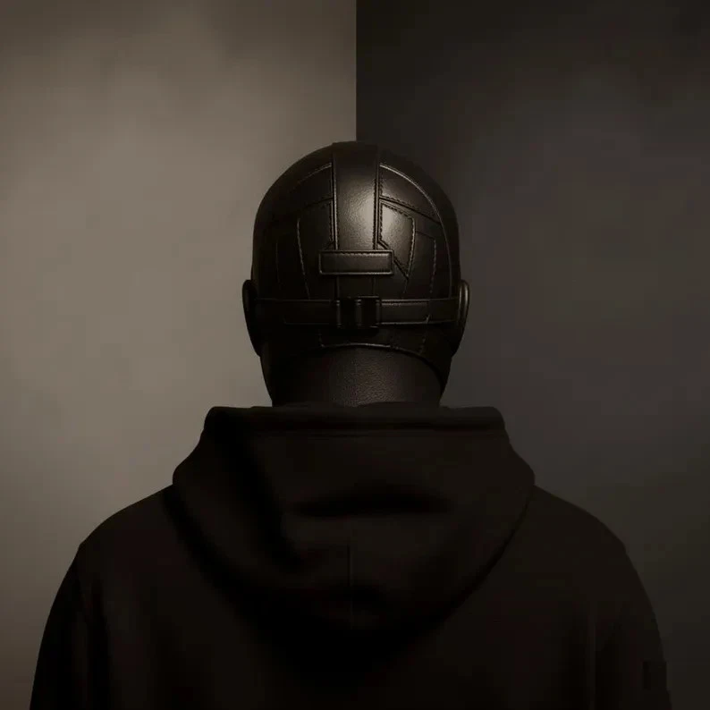 Black Leather Masquerade Mask – Handmade Vintage Costume Accessory - Image 2 of 3