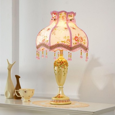Retisee Victorian Flower Table Lamp Pink Floral Coquette Lamp with Vintage La...