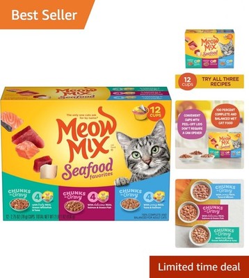 Delicious Seafood Morsels for Cats - 12 x 2.75 oz Balanced Nutrition Cups