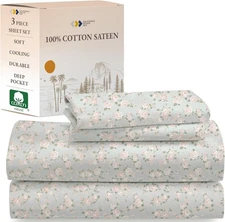 California Design Den Rose Sheet Set Twin, 100% 23 - Vintage Print 