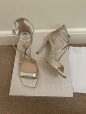 Jimmy Choo Azia 95 sandali champagne 36/3 Regno Unito nuovi con scatola dustbag £725