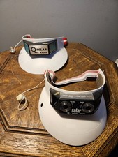 Lot of 2 1980's Novelty Solar Powered Sport Visor Radio White Headwear Ear Bud