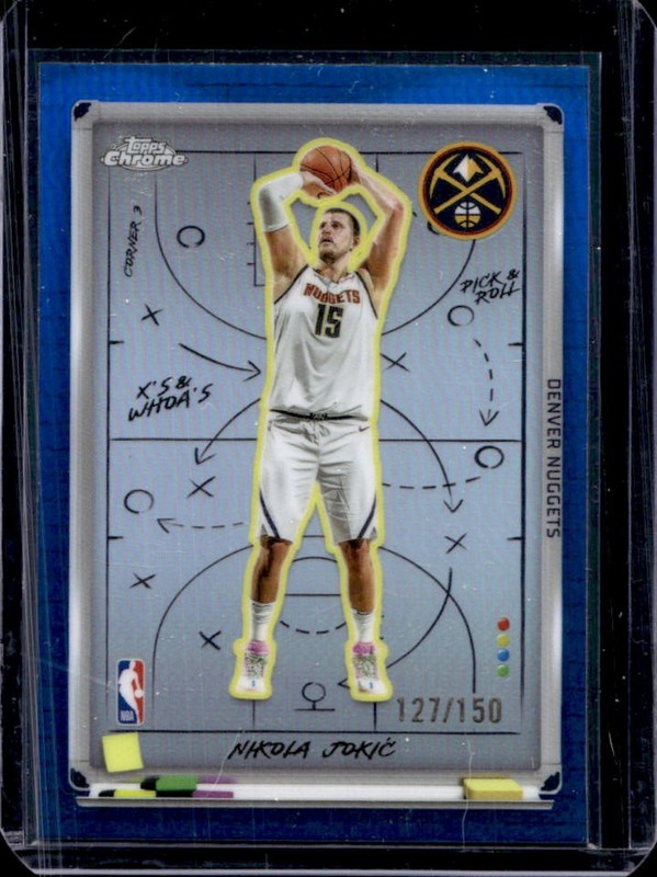2025-26 Topps Chrome Nikola Jokic X's and Whoa's Blue Refractor #/150 Nuggets