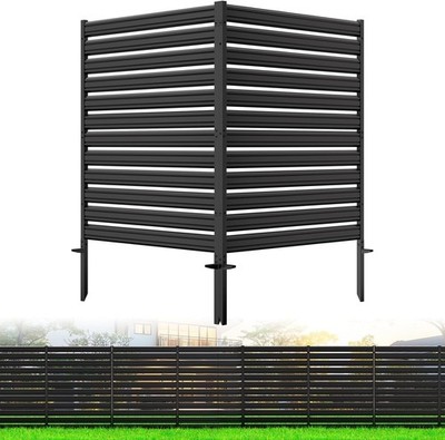 2 Panels No-Dig Metal Privacy Fence Screen, 42x38in Outdoor Air