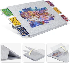 2000 Pieces Portable Jigsaw Puzzle Board with 6 Drawers & Trays, Tilting Jigsaw 