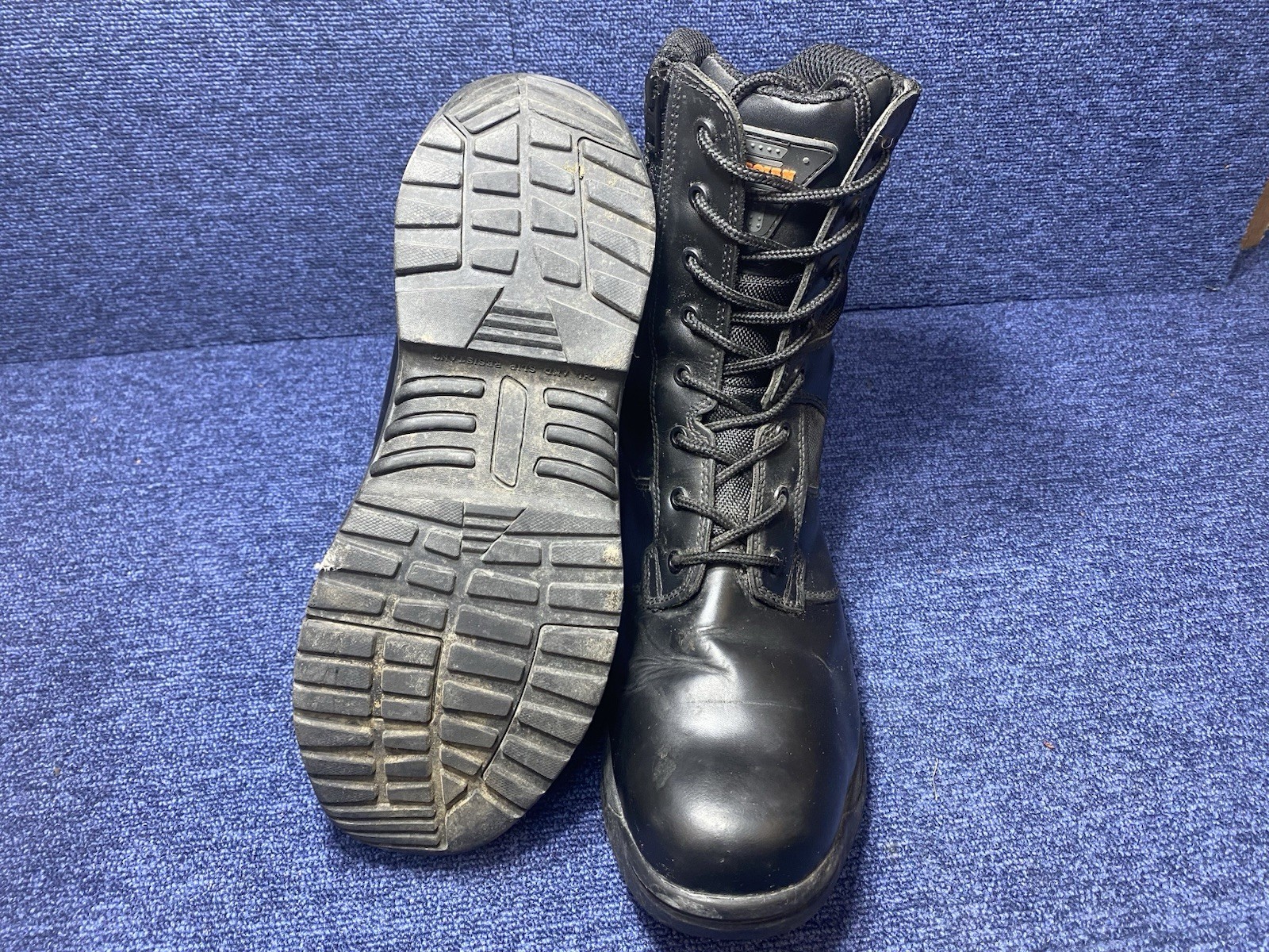 SIZE UK 11  - Trojan Black Leather Safety Boot Tall - Steel Toe image 9