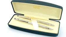 VINTAGE CROSS CENTURY BALLPOINT PEN AND PENCIL SET IN BOX STERLING SILVER USA