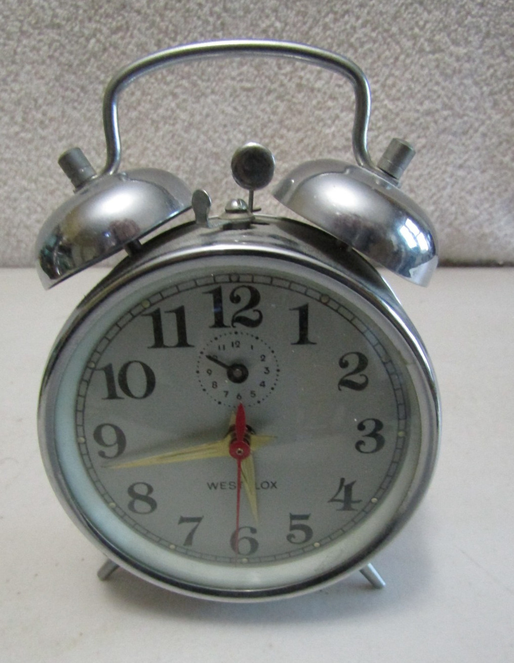 Vintage Style Westclox Wind Up Double Bell Alarm Clock 09239- Silver- Works