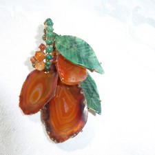 SIMAN TU HAUTE COUTURE STATEMENT BROOCH ONYX JADE RUNWAY PIECE SIGNED LARGE