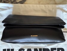 Jil Sander Black Nappa Leather Foldover Clutc...