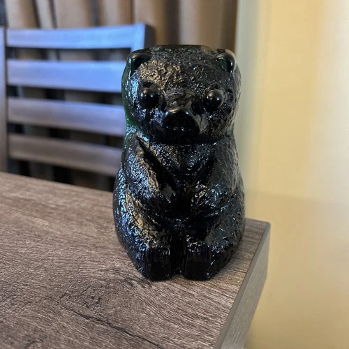 Vintage Blenko Green Glass Bear Figurine Bookend Read Description