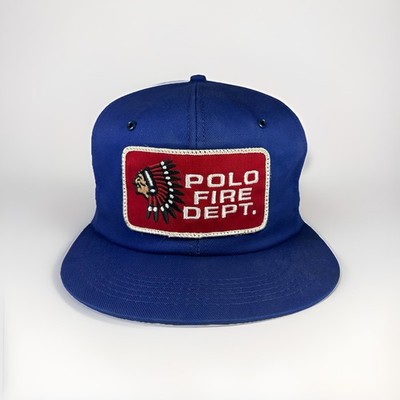 Vintage K-Products Polo Fire Dept. Hat Native American Indian Patch Snapback Cap