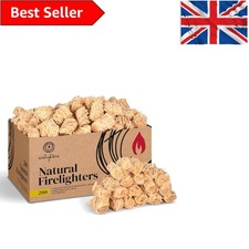 Long-Burning Natural Firelighters - 200 Count for BBQ, Fire Pits & Wood Burners 0.09 per lighter