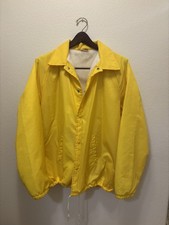 VTG CHALK LINE MINT Coaches Jacket/Windbreaker Yellow Large Fur Lined EUC