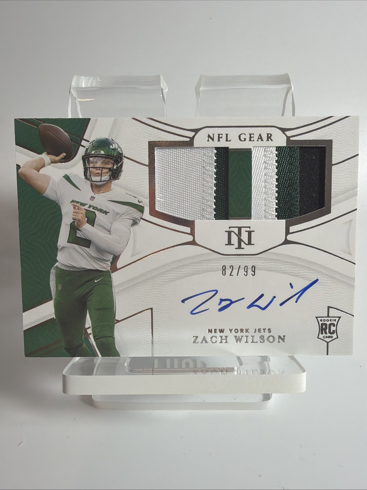 2021 National Treasures NFL Gear RPA Zach Wilson 69/99 Auto Patch RC Rookie