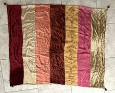 47" x 57" VTG Asian Table Cloth Handmade Patchwork /w Glass Tablecloth Weights