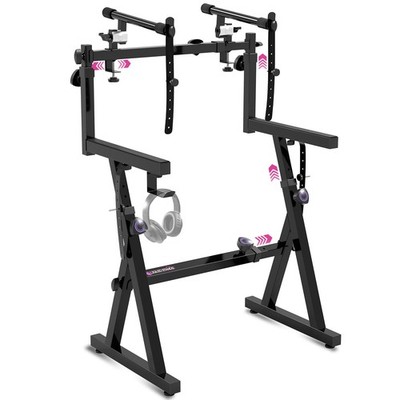 Liquid Stands Dual Piano Keyboard Stand with 2nd Tier - Z Style Adjustable an...
