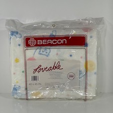 Vintage Beacon Baby Blanket Teddy Bear Balloon 40x45  Acrylic/Poly Blend Edging
