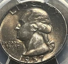 1957 B Reverse Washington Quarter PCGS MS 66, From Double Mint Set Free Shipping