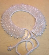 Vintage Pearls & Angora Wool Detachable Cream...