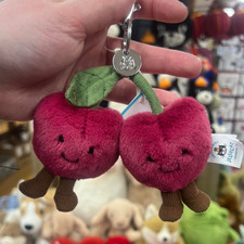 Jellycat Amuseables Cherries Bag Charm Keychain Plush Cute Doll Toy Gift NWT