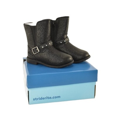 Stride Rite SR Lizz Black Shimmer Girls Boots Size 7M NIB BG039002