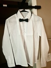 White Pleated Tuxedo Shirt Size 14 Boys With Bow Tie