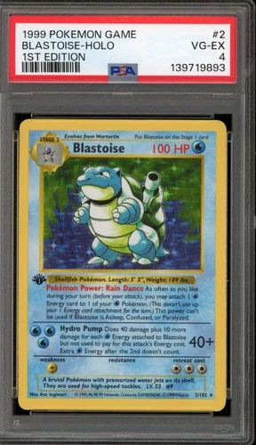 Pokemon Blastoise Base Set Shadowless 1st Edition Holo Rare #2 PSA 4