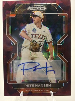 2022 Panini Prizm Draft Picks - Pete Hansen  Burgundy Cracked Ice Prizm /12 Auto