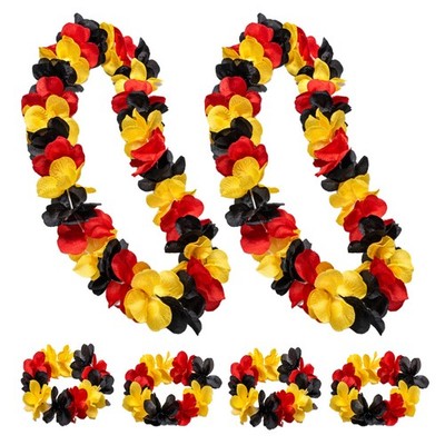 6  tlg Deutschland Fanset Alohakette Blumenkette Armband Kette Hawaiikette Aloha