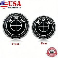 Set Of 2 For Bmw Black Hood 82mmrear 74mm For Bmw Badge Emblem 5114813237