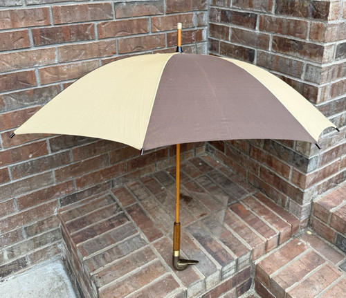Vintage Brass Duck Head Handle Umbrella 100% Nylon Canopy w/ Cover