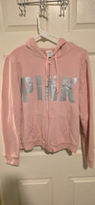 Victoria's Secret PINK Women's Full Zip Hooded Fleece Logo Hoodie Pink M