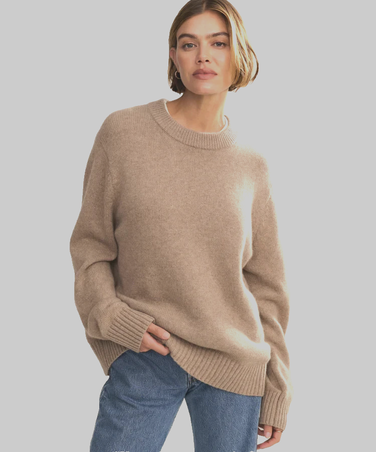 JENNI KAYNE 100% Cashmere Tan Size XL classic relaxed pullover