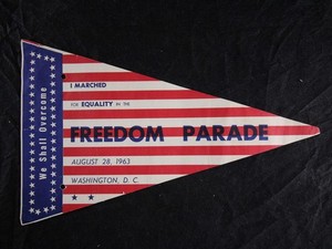 1963 I HAVE A DREAM March on Washington DC FREEDOM PARADE Paper FLAG~