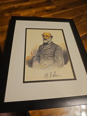 Framed ROBERT E. LEE Portrait - From J Rogers Engraving - 11x14''