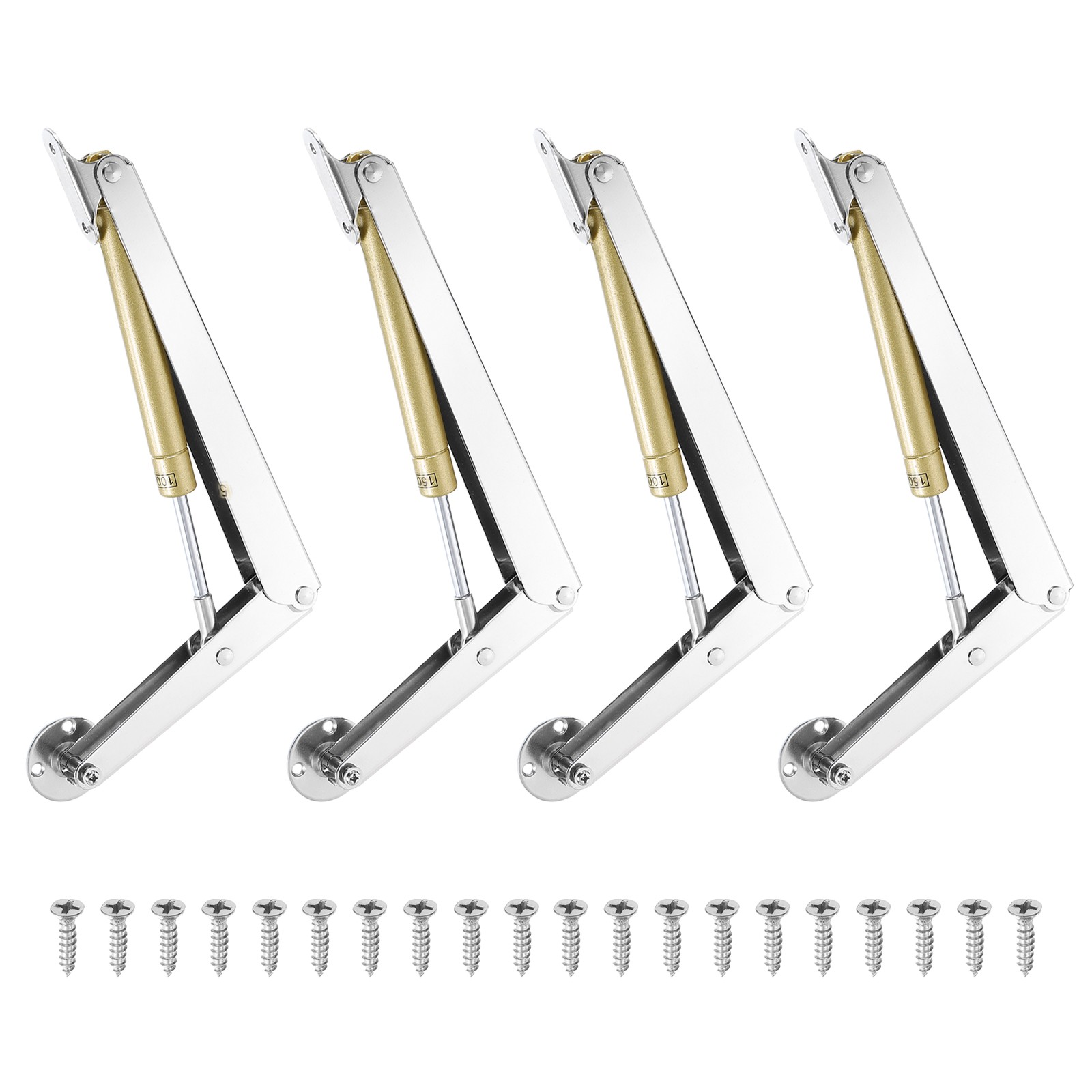 4Pcs Lid Support Hinge, 150N Gas Struts Soft Close Folding Lid Stay Hinges