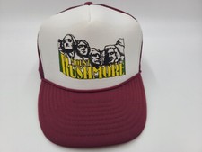 Vintage Mount Rushmore Mesh Trucker Snapback Hat Cap South Dakota White Maroon