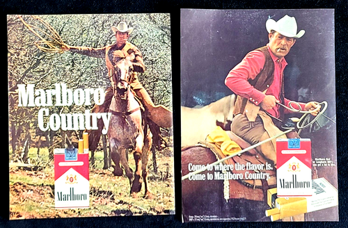 Marlboro Cigarettes Cowboy Horse Rope Original 1972 Vintage Print Ad Lot