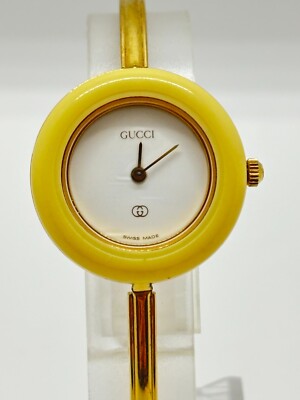 Exc+5] GUCCI Change Bezel 11/12 Watch White Dial White Used