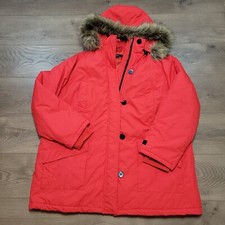 Ellos Jacket Women Large Red Faux Fur Hooded Red Classiccore Down Parka Normcore
