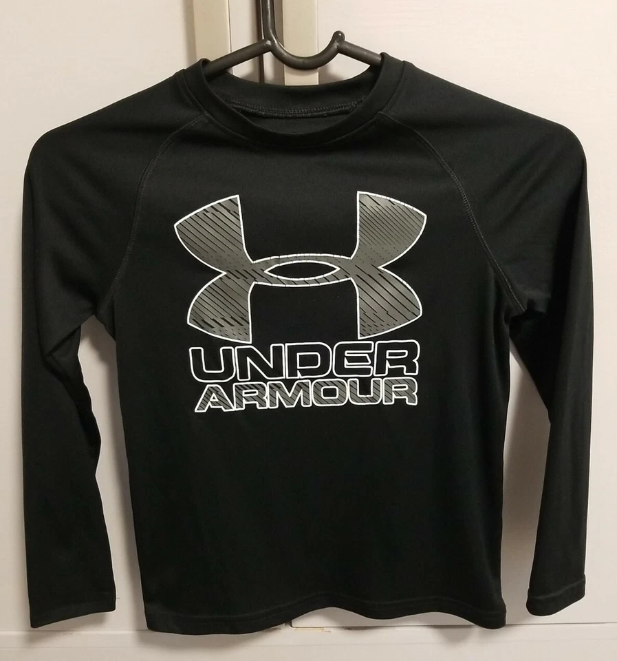 Under Armour Heatgear Youth LS Pullover Top  Size Youth Small Blac/Grey - Image 2 of 4
