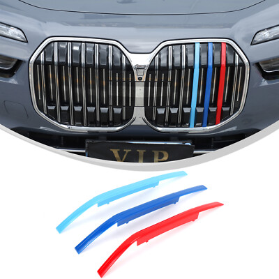 3PCS Front Grille Grill Cover Strip Clip Trim Exterior For BMW 7 Sereis 2023+