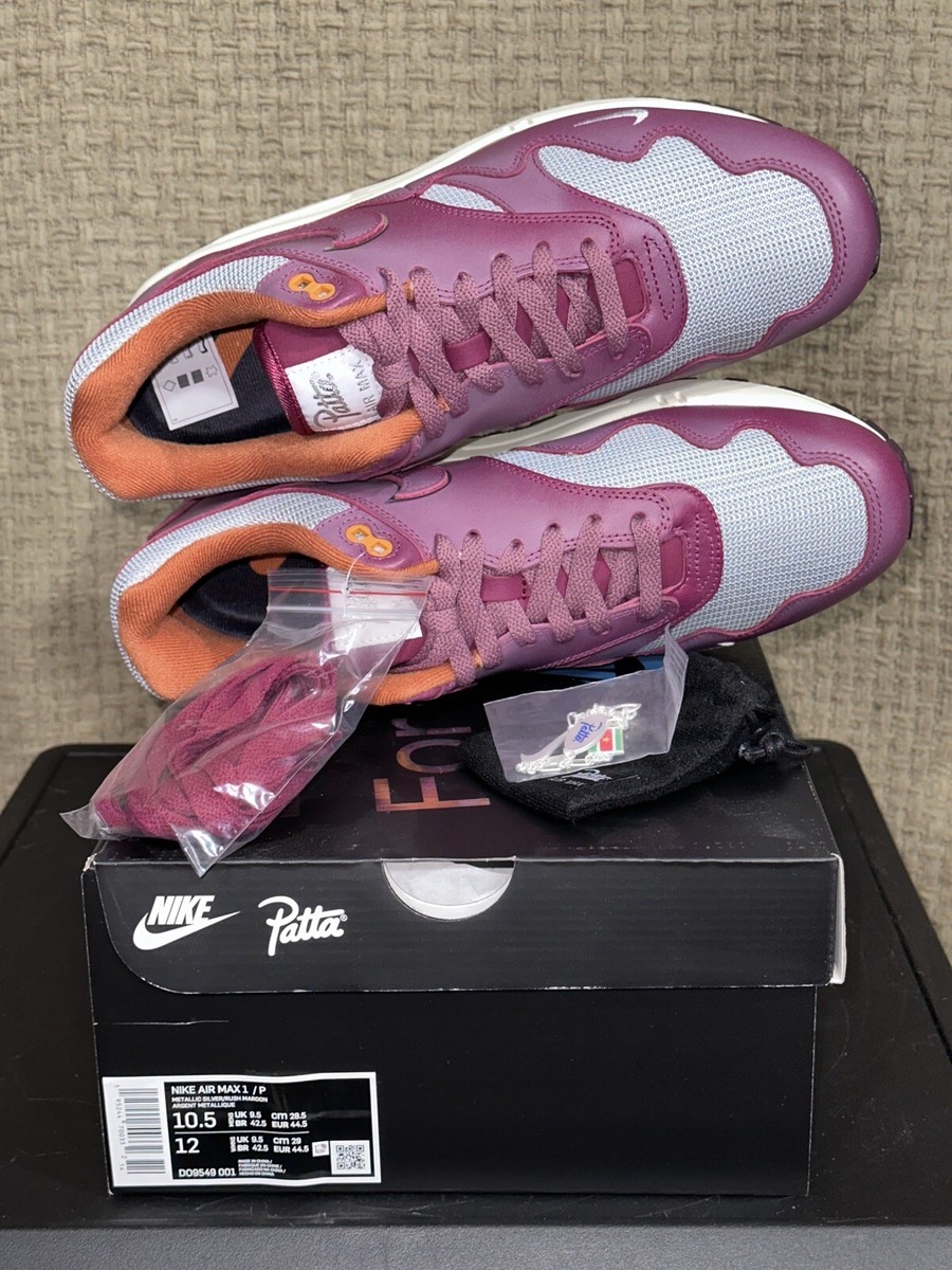 Nike Air Max 1 Patta Waves Rush Maroon W/Bracelet D09549-001 Men's