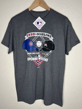 Chicago Cubs vs. Miami Marlins Opening Day 2018 T-Shirt Gray NWT MLB Licensed