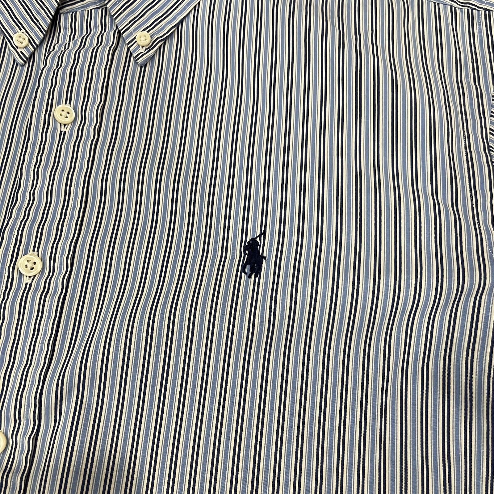 Camicia uomo Ralph Lauren vestibilità classica GRANDE con bottoni bianca blu a righe pony