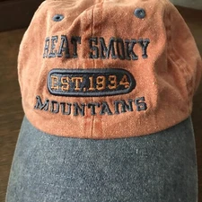 Great Smoky Mountains Hat Cap Adult Adjustable Blue Red Souvenir